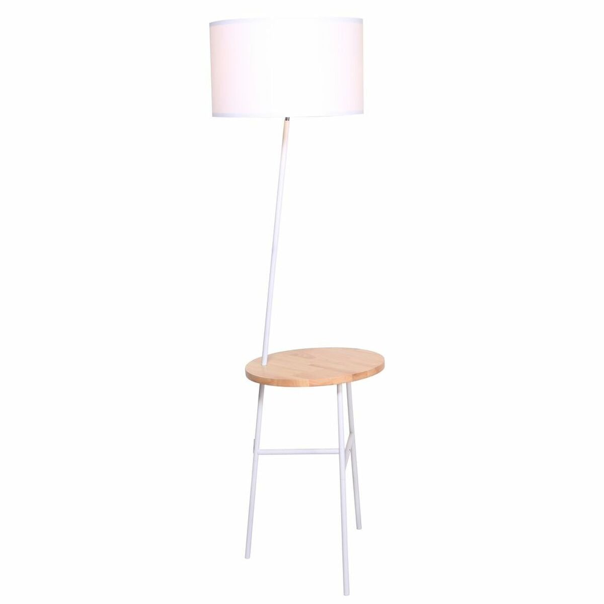 White Floor Lamp Pinewood Seat (40 x 65 x 152 cm)