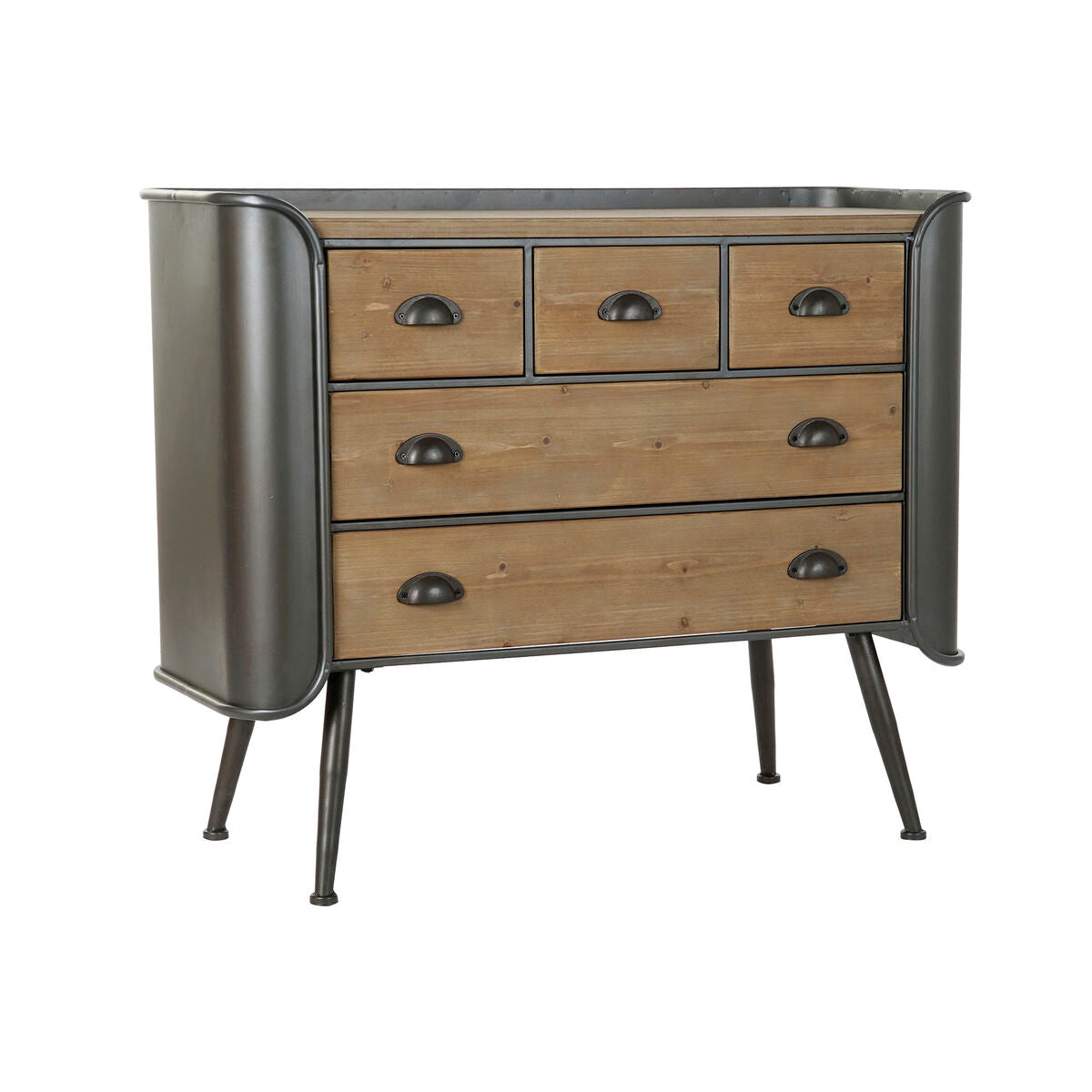 Grey Chest of drawers in Metal and Wood (97 x 37 x 79 cm)