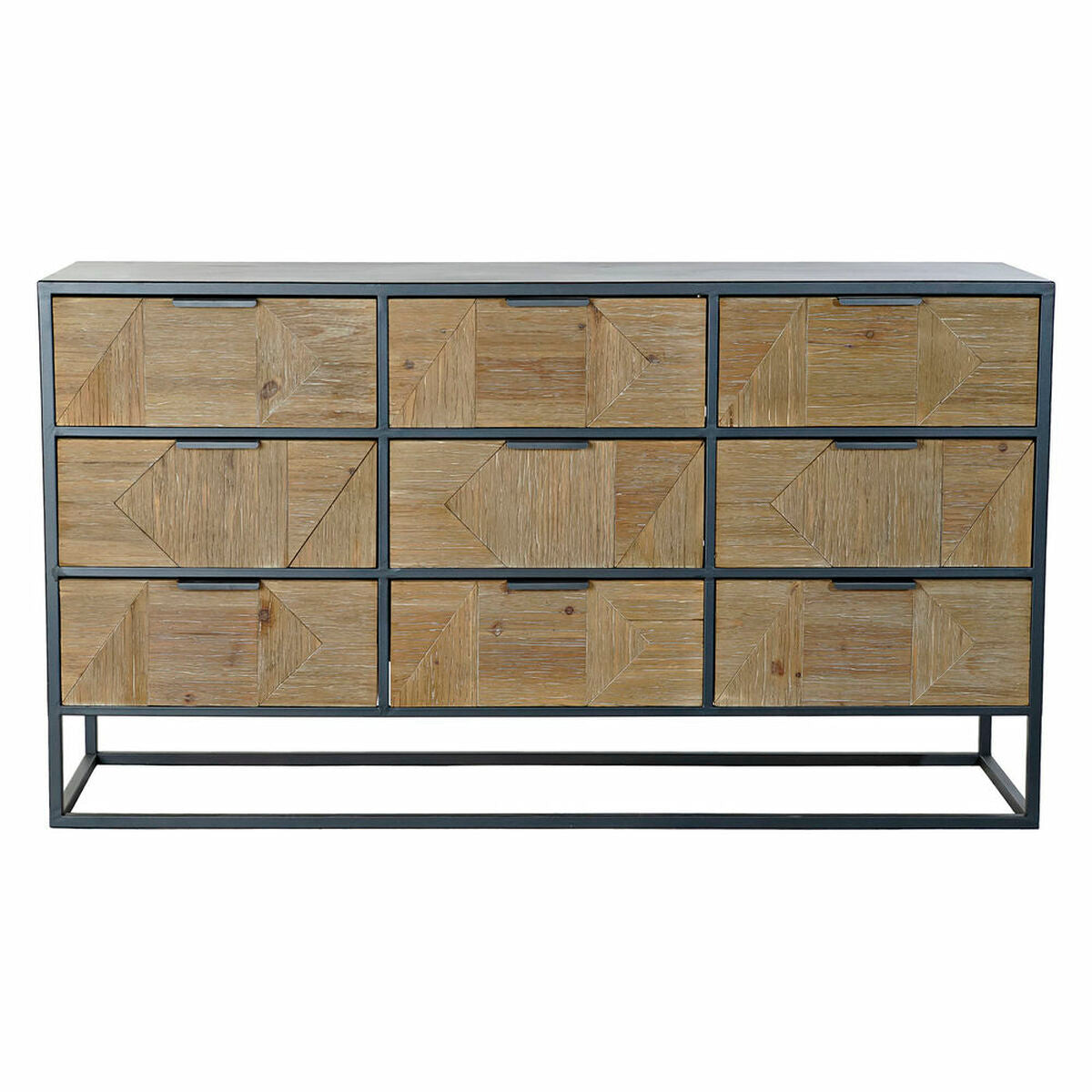 Black Sideboard with Wooden Drawers and Black Metal Legs (123 x 40 x 68 cm)