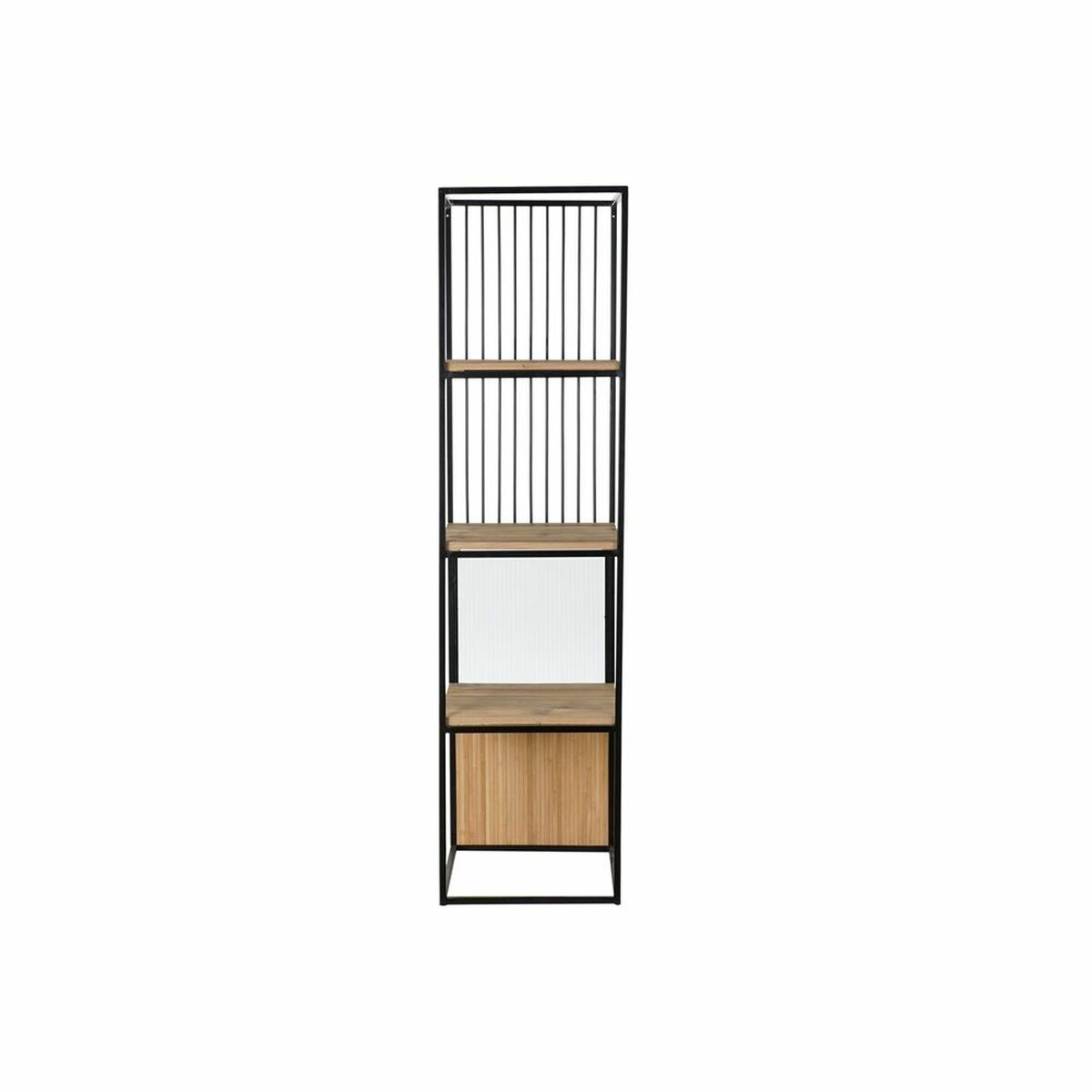 Shelving Unit in Wood and Black Metal Structure (43 x 43 x 168 cm)