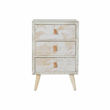 White Chest of drawers in Wood and Bamboo (48 x 35 x 74 cm)