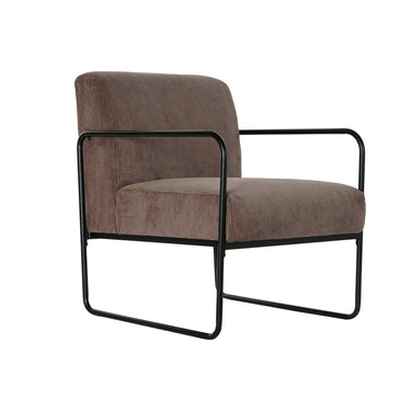 Brauner Sessel mit schwarzen Metallbeinen (64 x 74 x 79 cm)