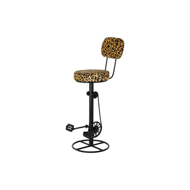 Brown Black Stool in Leopard Style with Black Stand (42 x 48 x 116 cm)
