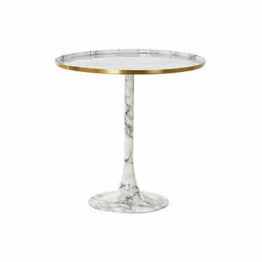 Round Side table White Marble and Golden detail (51 x 51 x 51 cm)