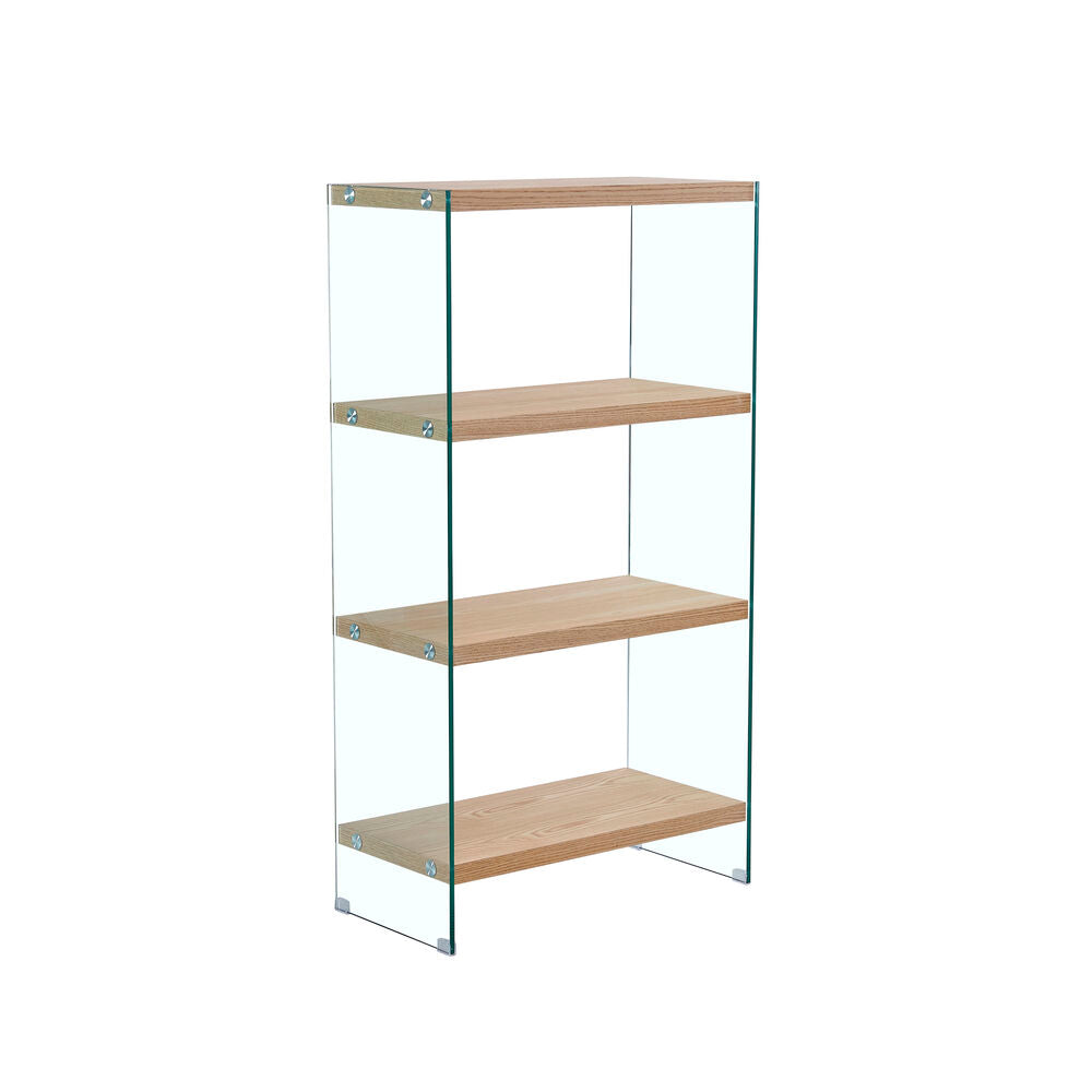 Light Brown Shelving Unit in Wood and Glass (80 x 40 x 150 cm)