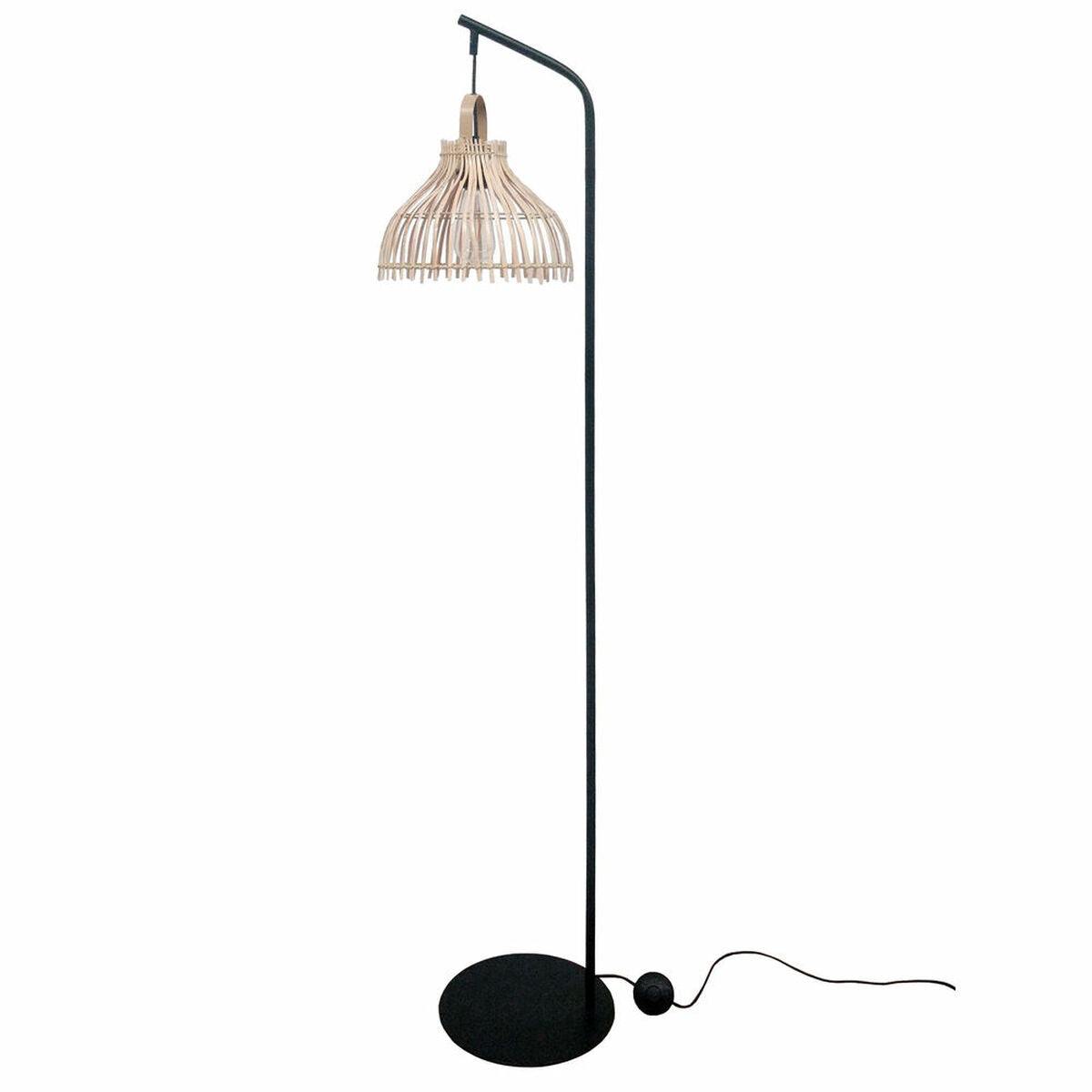 Rattan Floor Lamp Black with Black Metal Support (40 x 40 x 160 cm)