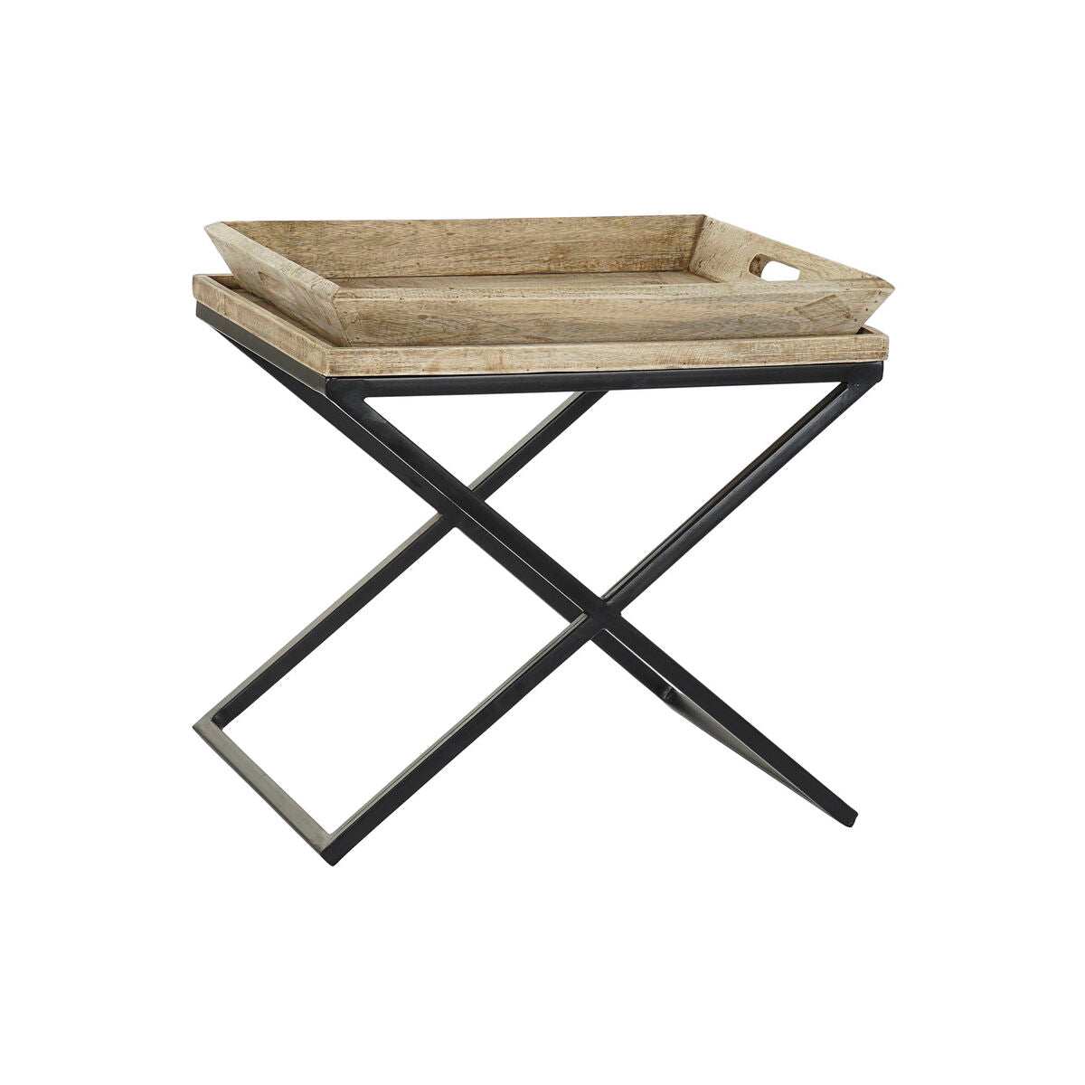 Side table in Mango wood and Black Metal (55 x 45 x 53 cm)