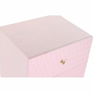 Table de chevet rose clair avec détails dorés (52 x 42 x 65 cm)