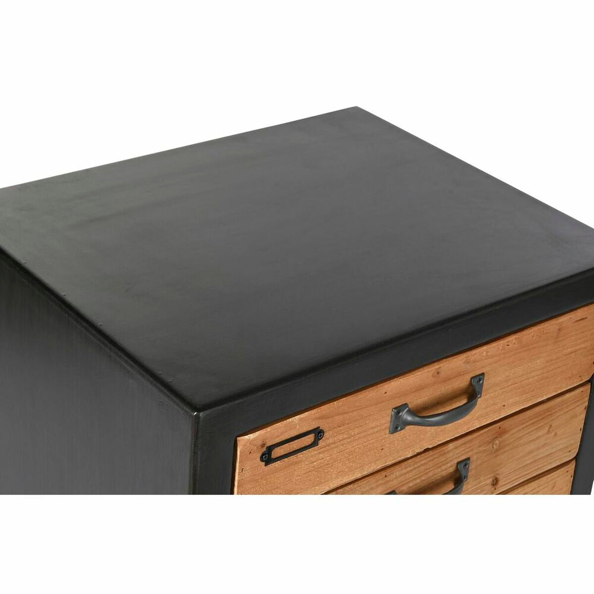 Black and Wood Chest of drawers in Vintage Style (47 x 38 x 77 cm)