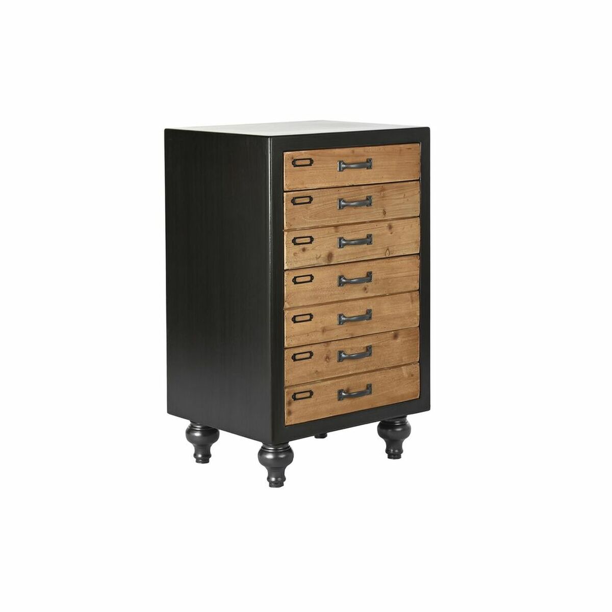 Black and Wood Chest of drawers in Vintage Style (47 x 38 x 77 cm)
