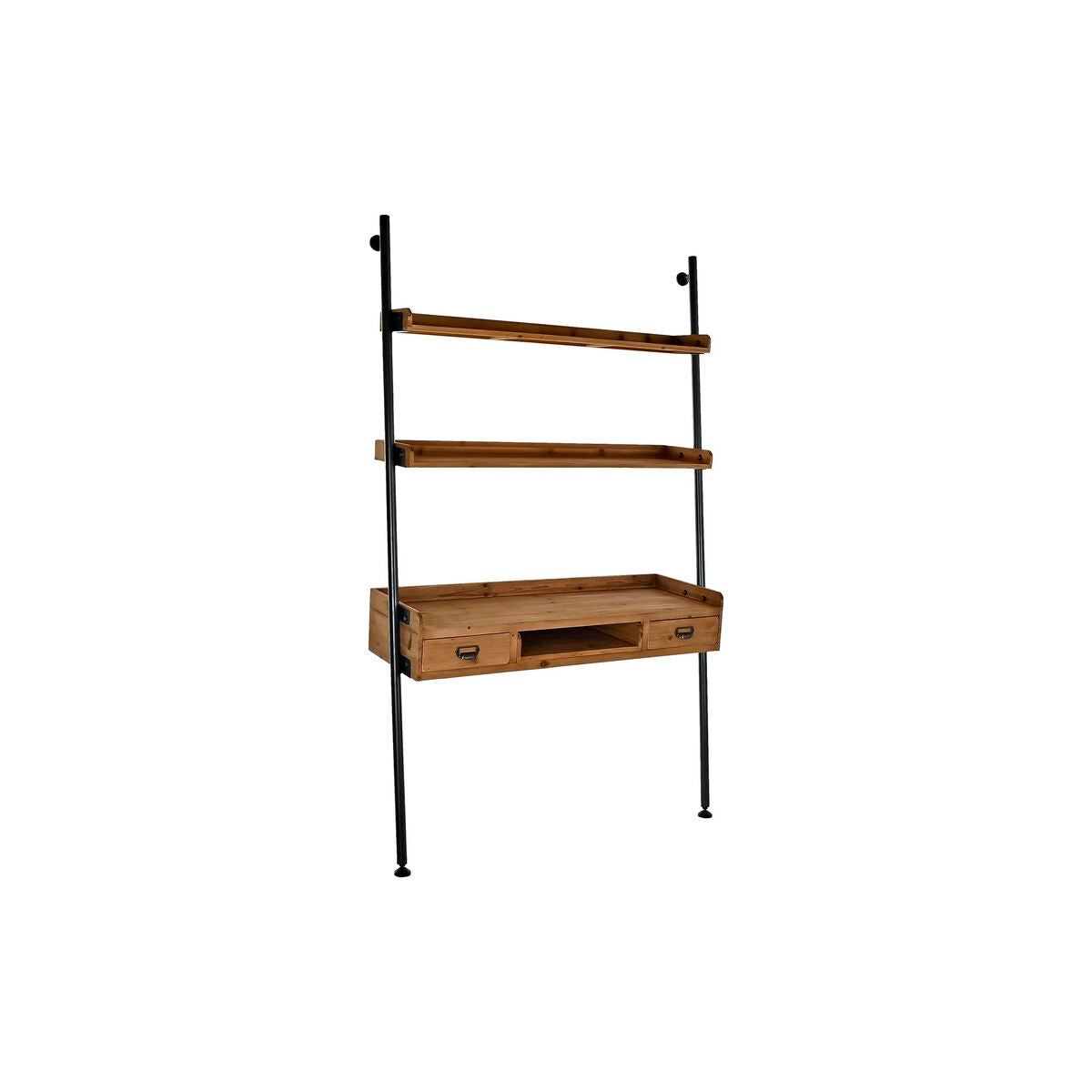 Shelving Unit with Drawers in Wood and Black Metal Structure (123 x 40 x 198 cm)