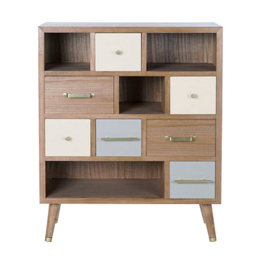 White Cream Chest of drawers with Golden Finish (76 x 34 x 94 cm)