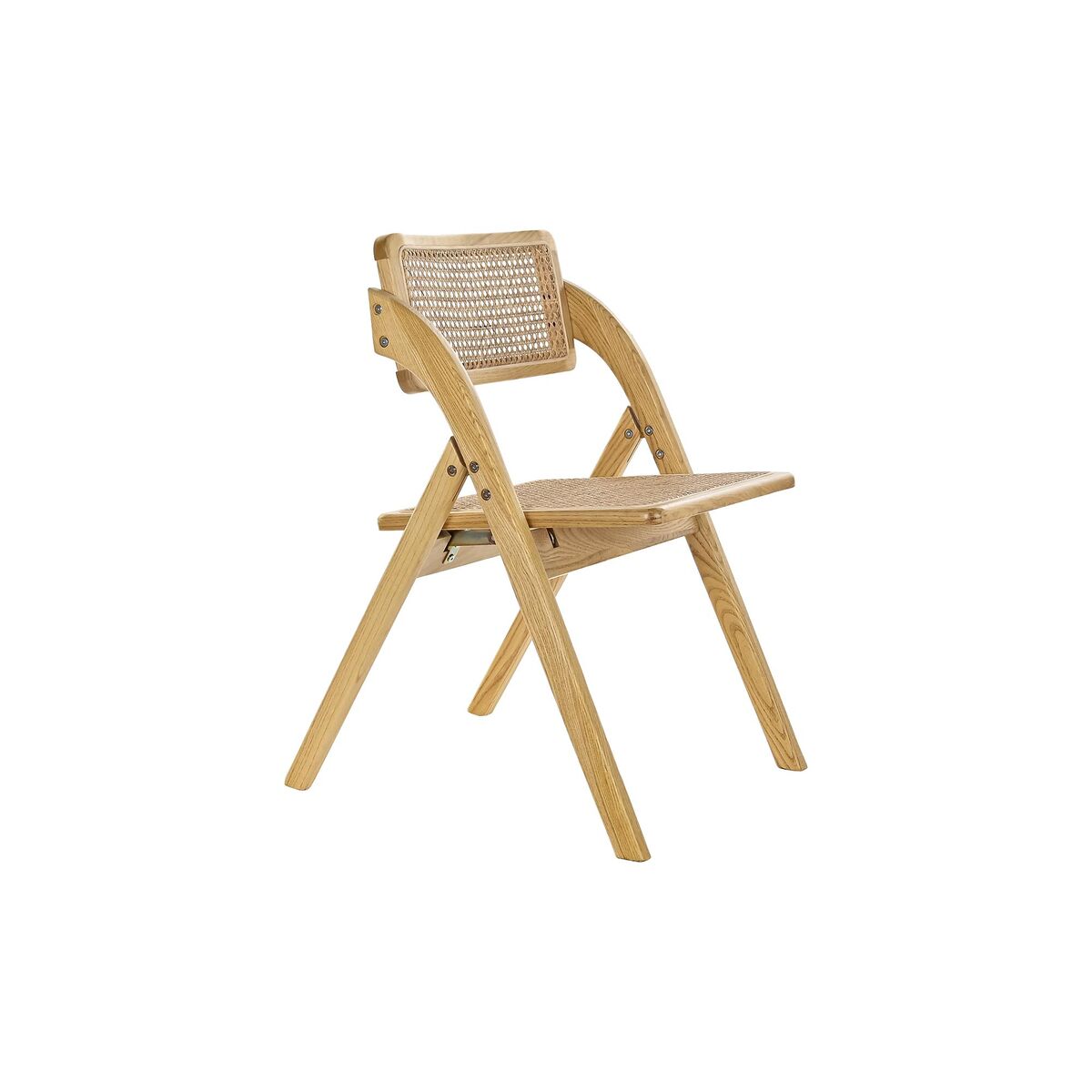 Folding Dining Chair in Wood and Rattan (53 x 60 x 79 cm)