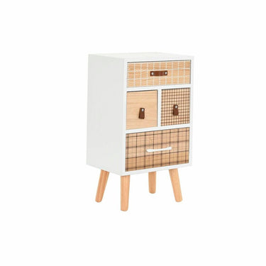 White Natural Bedside Table in Paolownia Wood (40 x 30 x 48 cm)