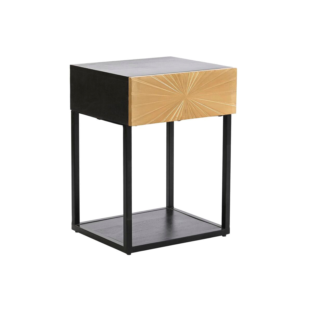Black Bedside Table with Golden Drawer (35 x 40 x 55 cm)