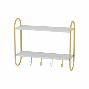 White Wall mounted coat Rack in Golden Metal Structure  (50 x 15 x 43 cm)
