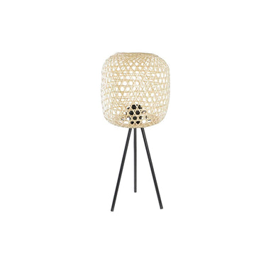 Lampe de Table en Bambou et Rotin Finition Métal Noir 50 W (23 x 23 x 56 cm)