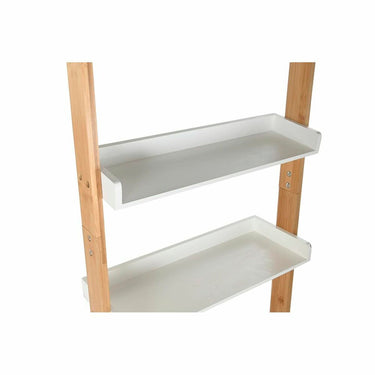 White Shelving Unit in Wood and Bamboo (57 x 30 x 152 cm)