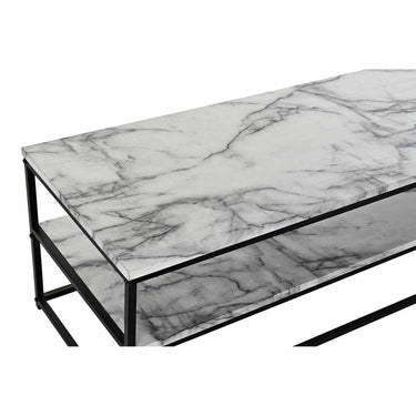 Tenez-vous en métal noir et bois avec une finition en marbre (120 x 40 x 42 cm)