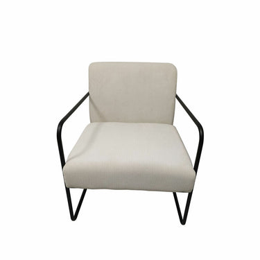 Weißer Sessel mit schwarzem Metall (64 x 74 x 79 cm)