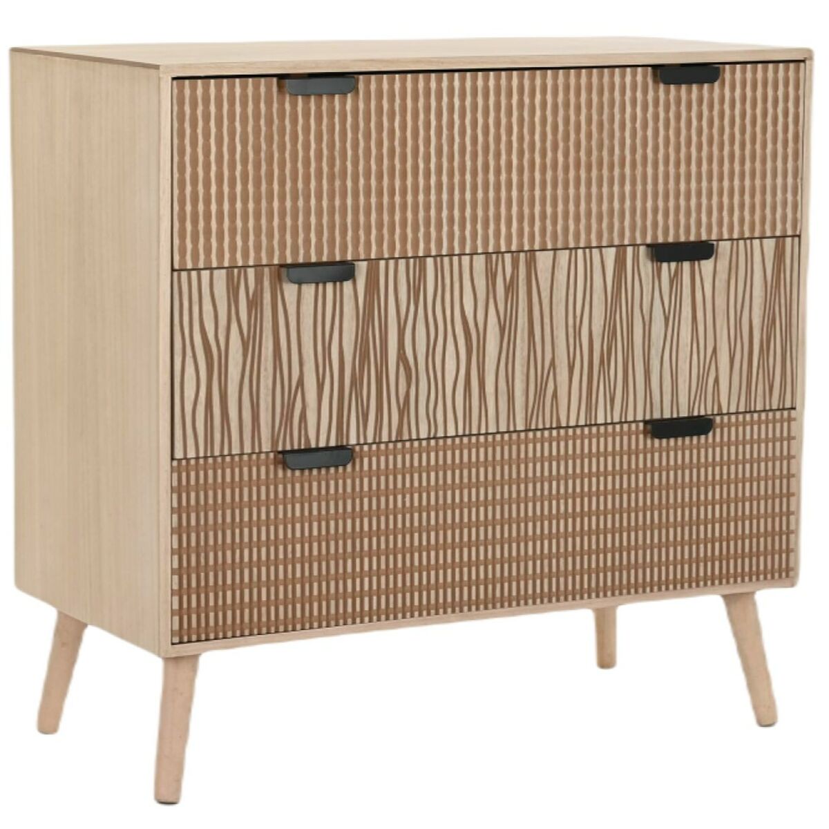 Chest of drawers in Wood with Black Handles (80 x 40 x 77 cm)