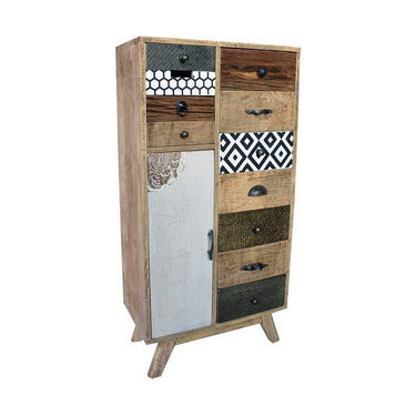 Multicolour Chest of drawers in Mango wood (55 x 30 x 110 cm)