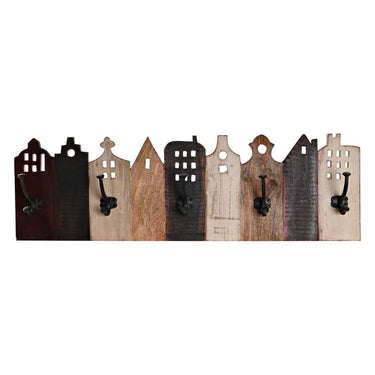Multicolour Wall Mounted Coat Rack in Wood (81 x 10 x 25 cm)