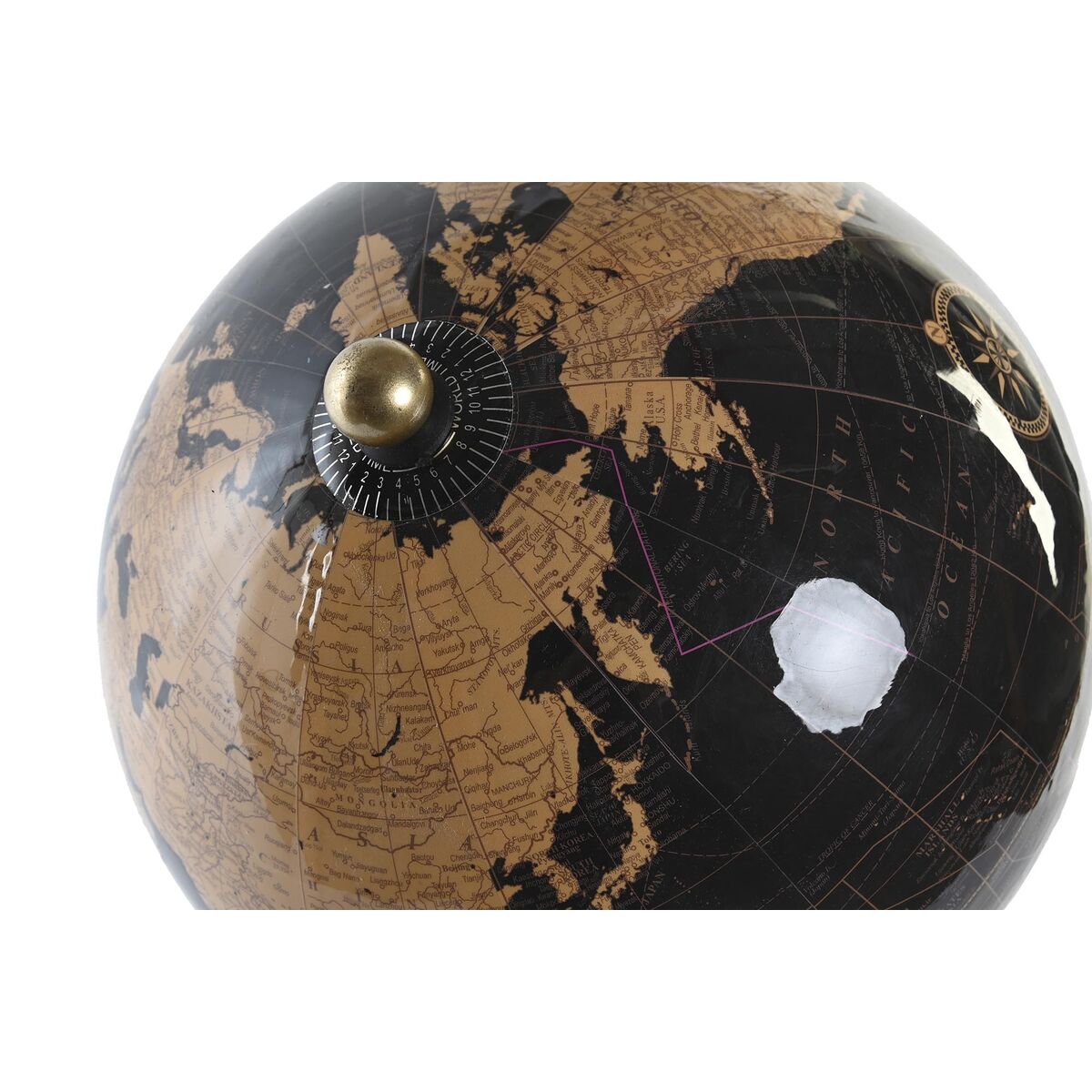Black Globe with Golden Support (20 x 20 x 47 cm)