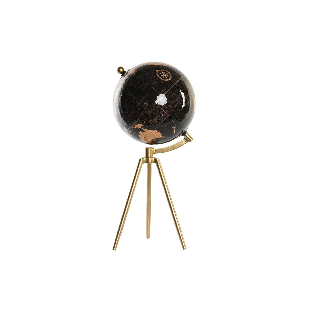 Black Globe with Golden Support (20 x 20 x 47 cm)
