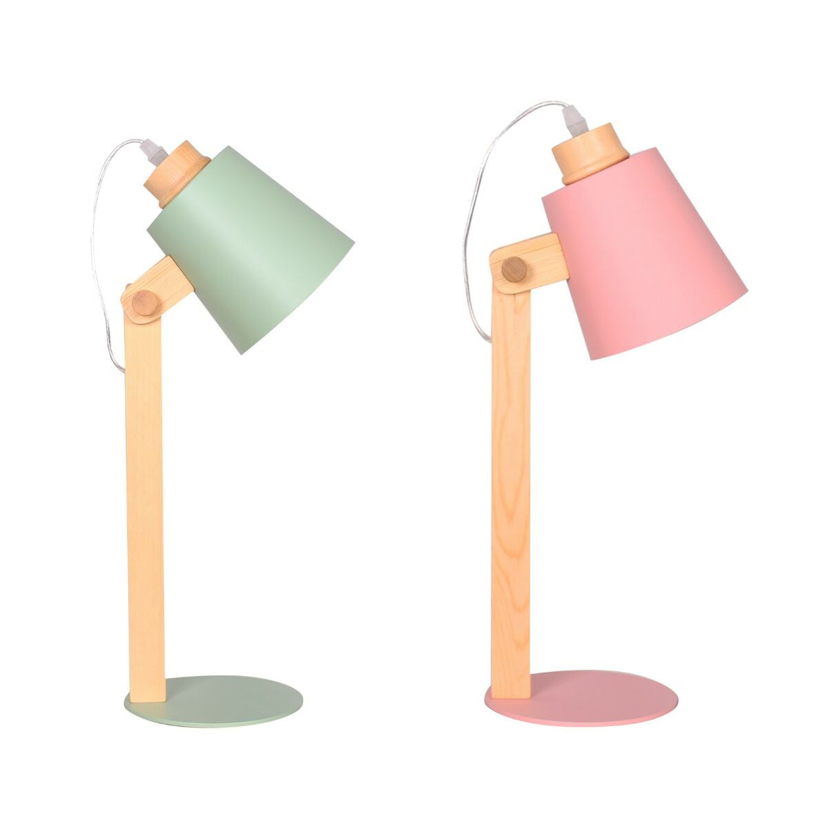 Green Pink Desk lamp in Wood and Metal 50 W 220 V (15 x 20 x 50 cm) (2 Units)