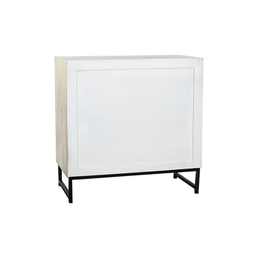 White Grey Chest of drawers in Mango Wood with Black Metal Legs (80 x 38 x 80 cm)