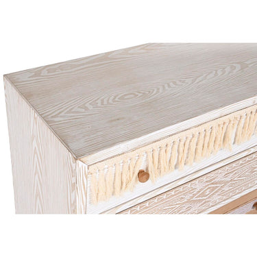 White and Wood Chest of drawers in Boho Style (80 x 35 x 80 cm)