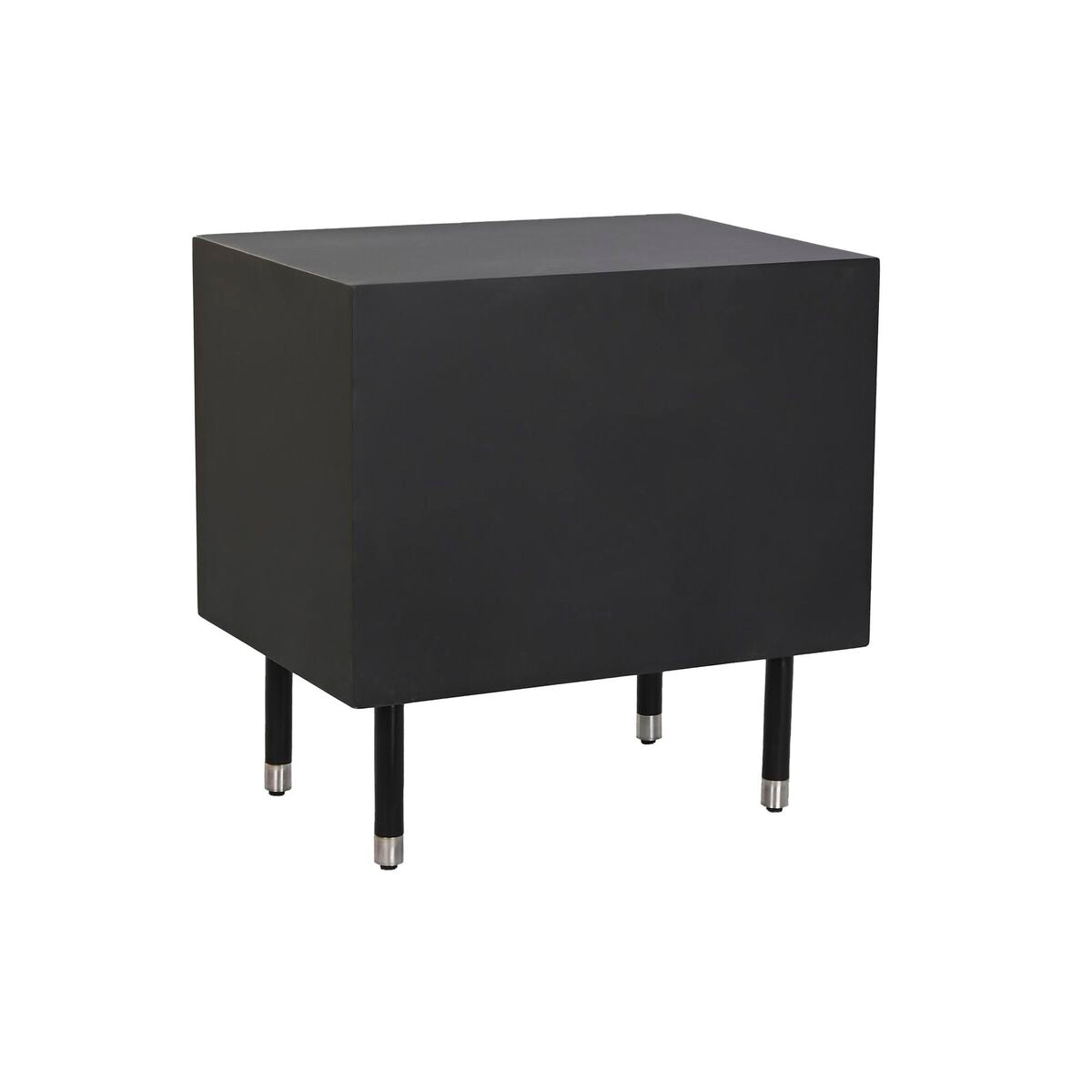 Black Grey Bedside Table with Silver Details (50 x 35 x 51 cm)