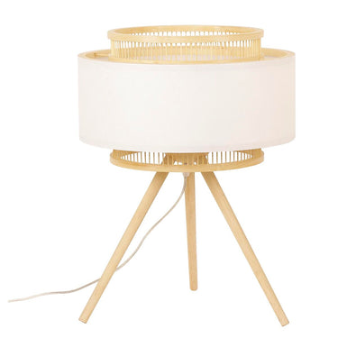 White Table Lamp in Bamboo (36 x 36 x 48 cm)