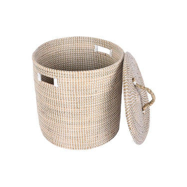 Decorative basket with lid in Seagrass (42 x 42 x 48 cm)