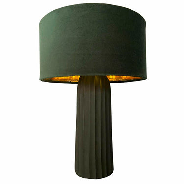 Lampe de table verte en velours et aluminium (26 x 26 x 37 cm)