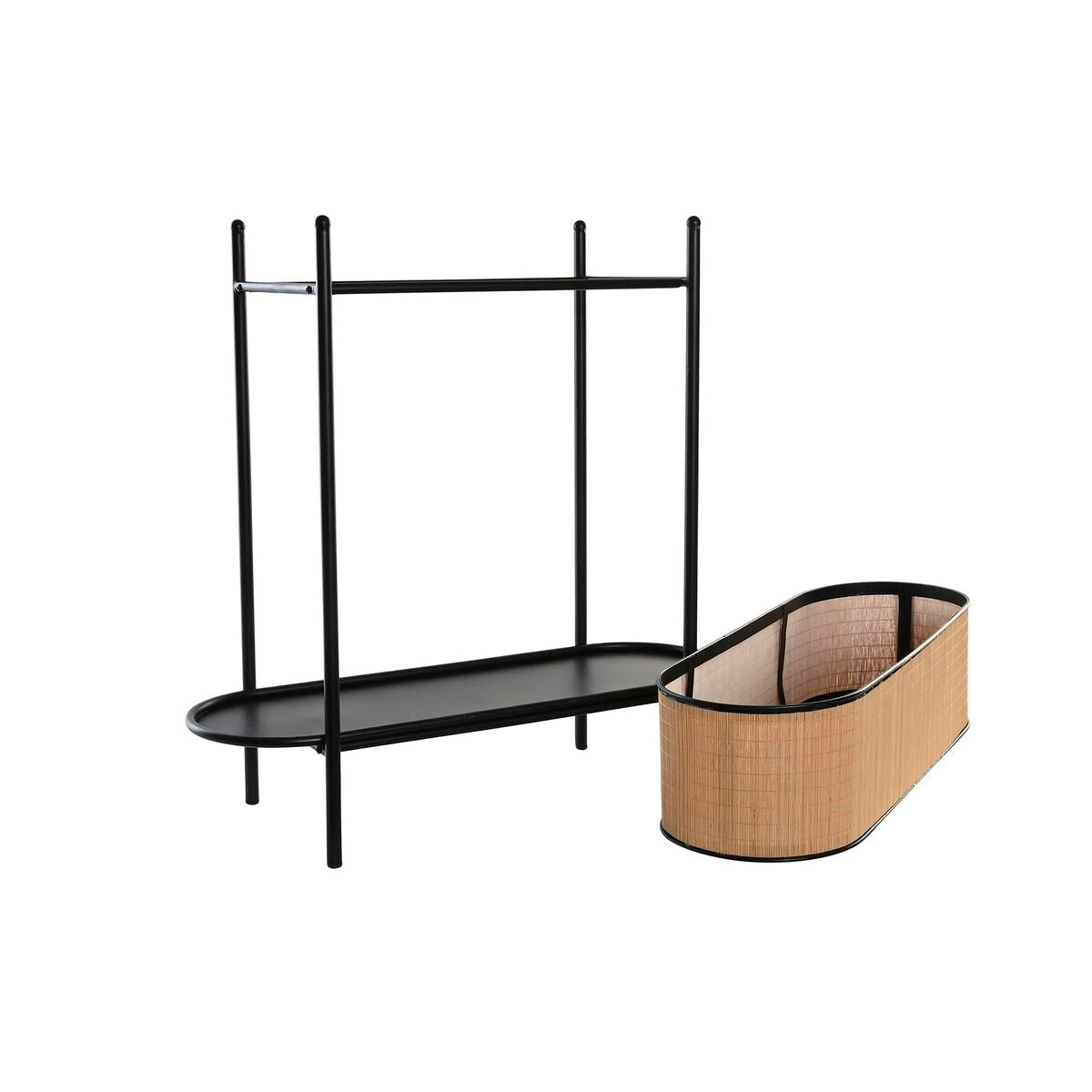 Planter in Bamboo and Black Metal (60 x 23.5 x 69 cm)