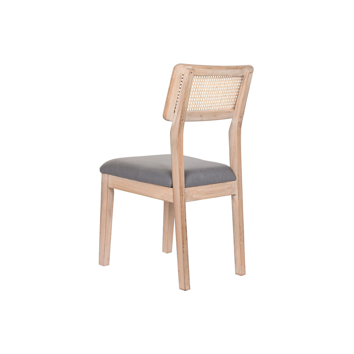 Dark Grey Dining Chair in Wood and Rattan (46 x 53 x 90 cm)