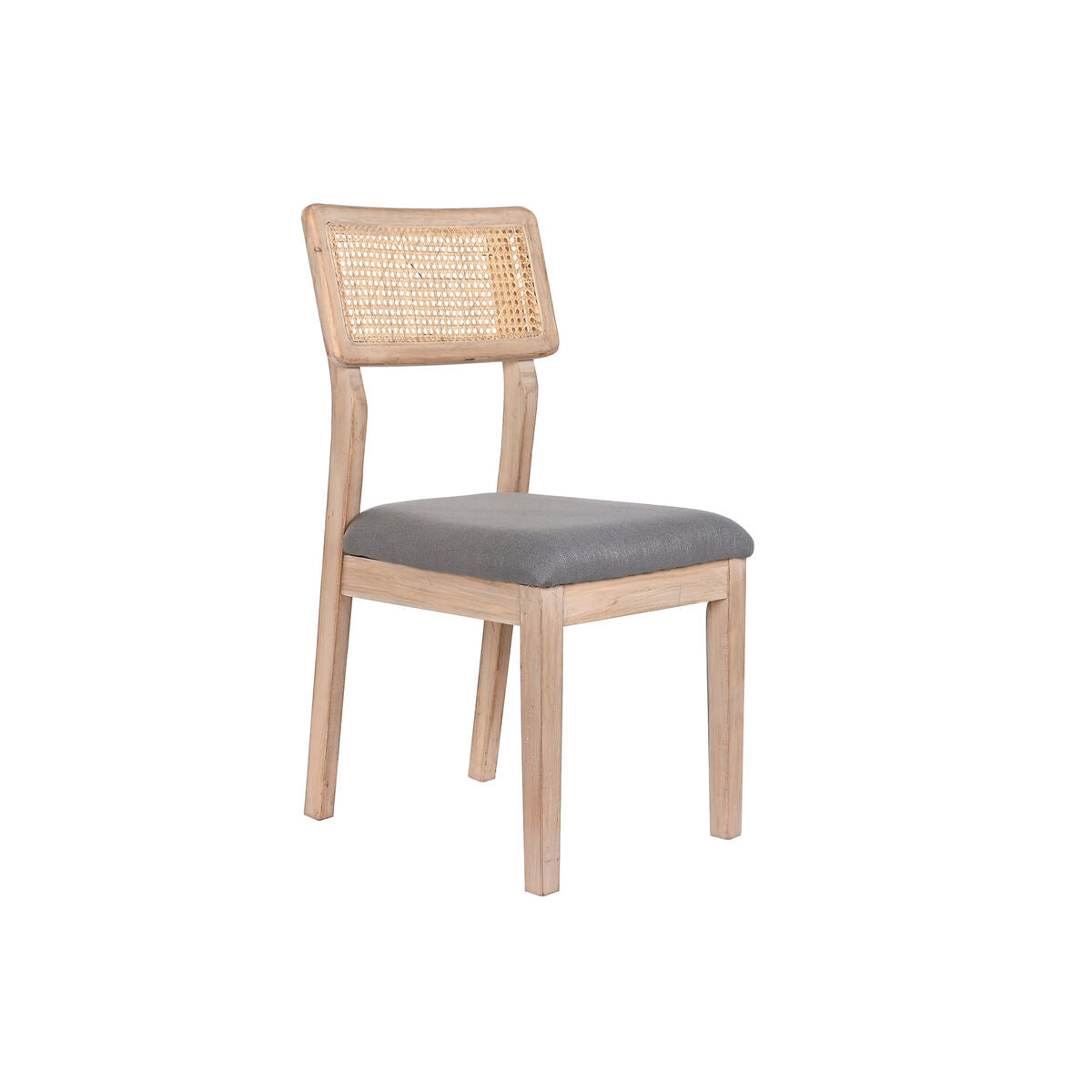 Dark Grey Dining Chair in Wood and Rattan (46 x 53 x 90 cm)