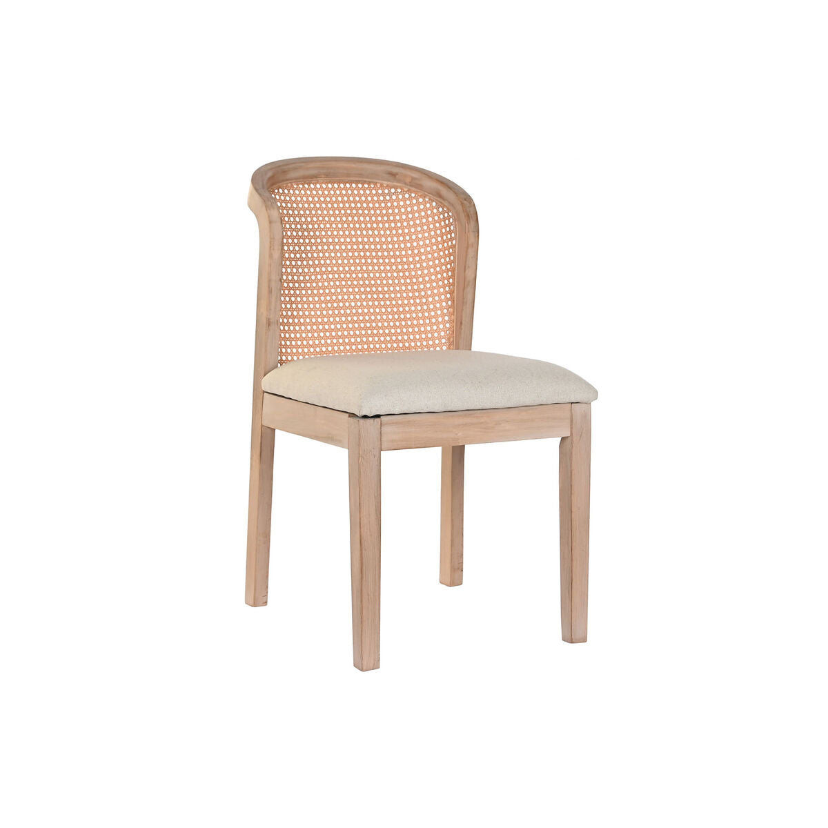 Beige Dining Chair in Wood and Rattan (46 x 61 x 86 cm)