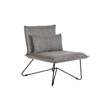 Grey Armchair with Black Metal Legs (66 x 78 x 75 cm)