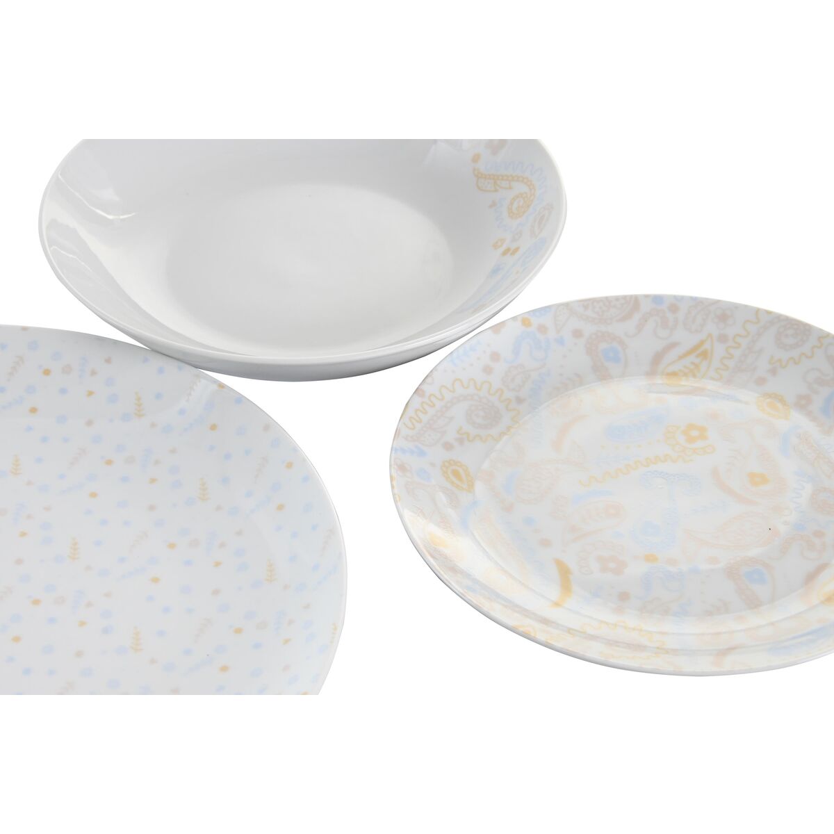 Tableware Set Porcelain Blue Pink White (27 x 27 x 3 cm) (18 Pieces)