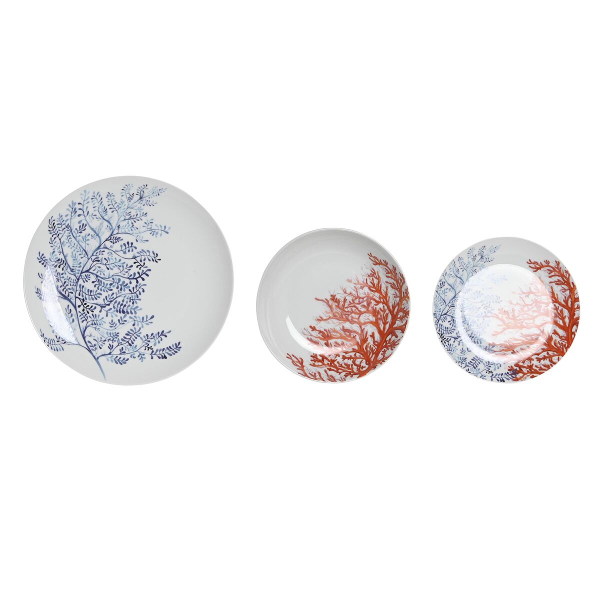 Tableware Set Porcelain Blue Fuchsia (27 x 27 x 3 cm) (18 Pieces)