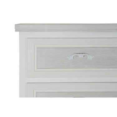 White Grey Chest of drawers in Wood and Romantic Style (100 x 40 x 87 cm)