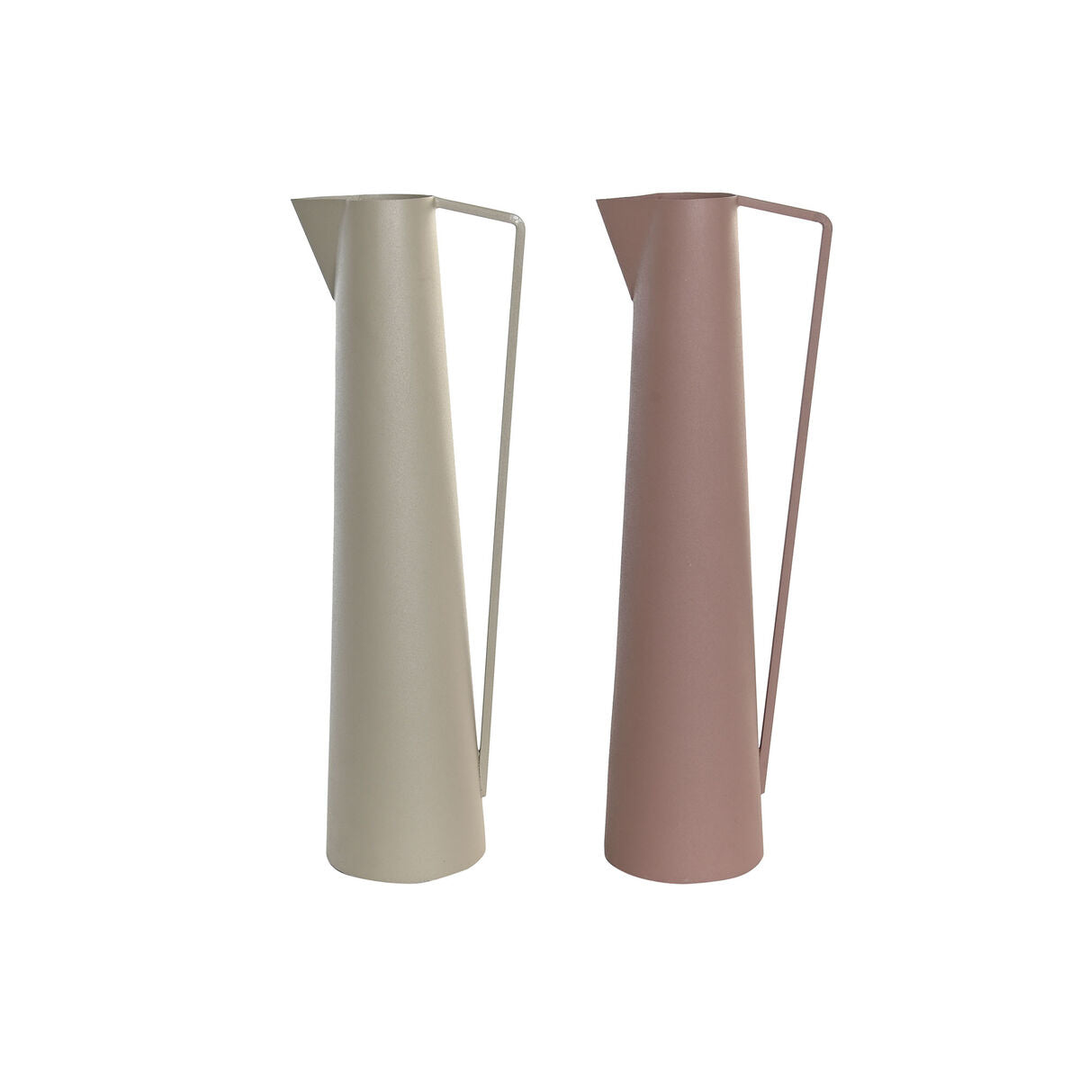 Beige Pink Vase in Metal (15 x 11 x 45 cm) (2 Units)