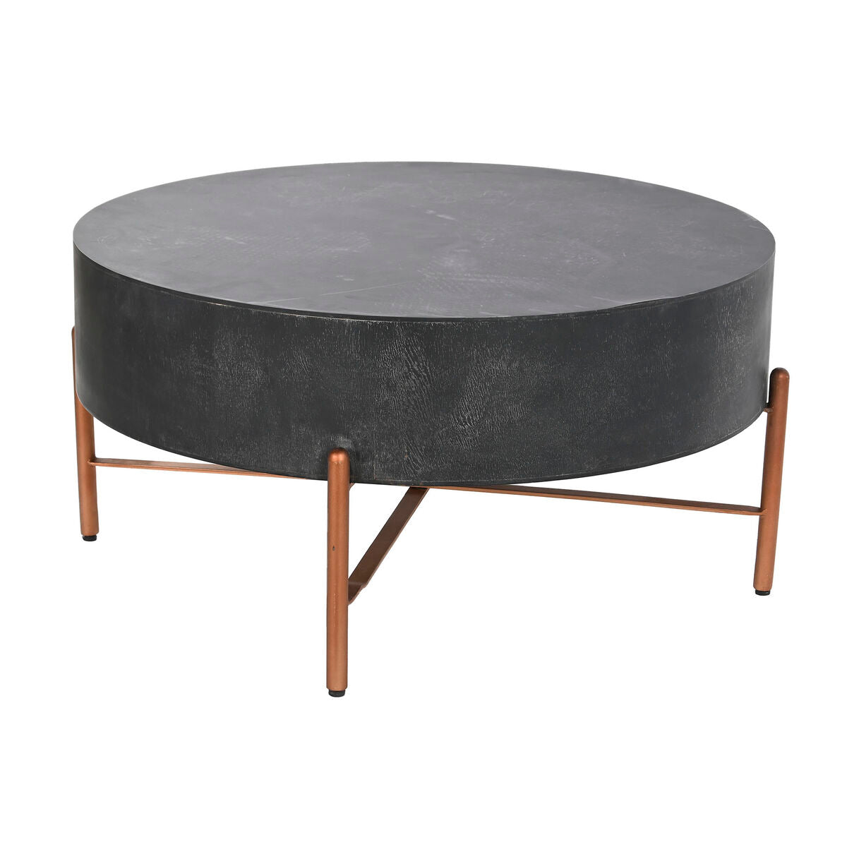 Black Centre Table in Mango wood and Bronze Metal Legs (90 x 90 x 45 cm)