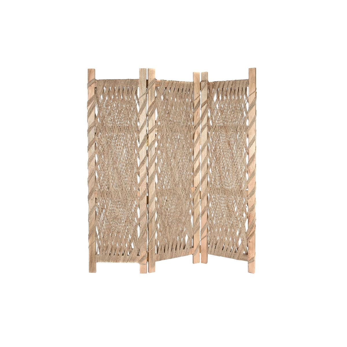Folding Screen in Mango Wood and Jute (151 x 2,5 x 183 cm)