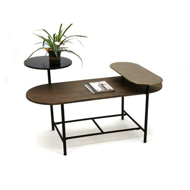 Table centrale en bois et métal (116 x 76 x 64 cm)