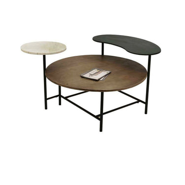 Table centrale en bois et métal (118 x 90 x 61 cm)