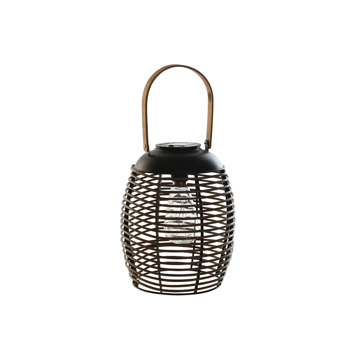 Solar Lamp in Rattan and Bamboo with Black Finish (22 x 22 x 39 cm)